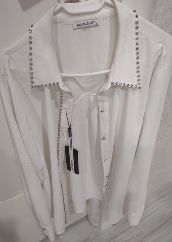 Adil İsik Tasli Beyaz Kadın Uzun Kollu Gömlek - Görsel 3