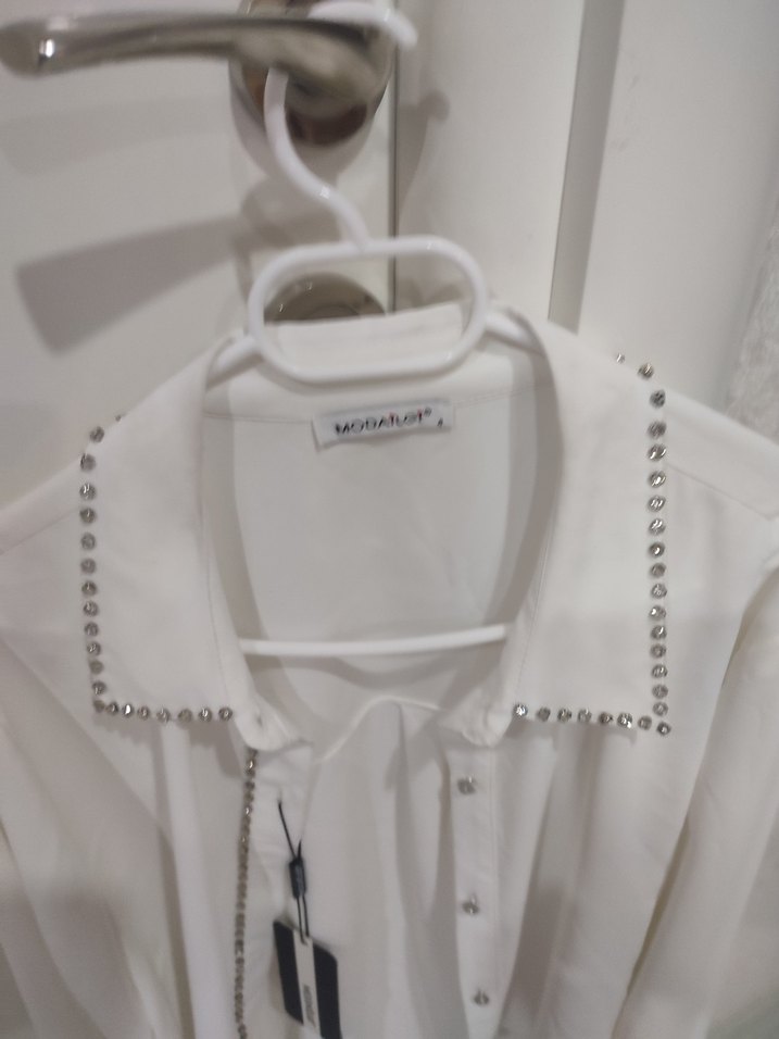 Adil İsik Tasli Beyaz Kadın Uzun Kollu Gömlek - Görsel 2