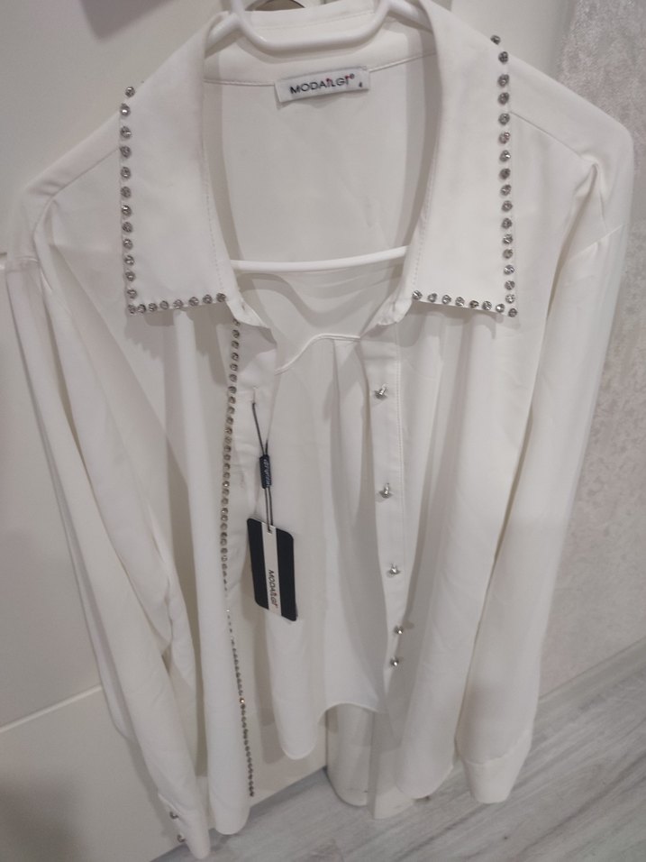 Adil İsik Tasli Beyaz Kadın Uzun Kollu Gömlek - Görsel 3