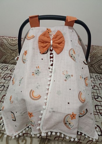 Pastel Çok Renkli Bebek Oto Koltuğu Örtüsü