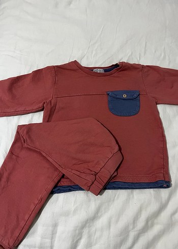 Erkek Bebek Koyu Kırmızı Uzun Kollu Pamuklu Takım