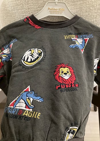 Erkek Çocuk Gri Desenli Sweatshirt - Görsel 2