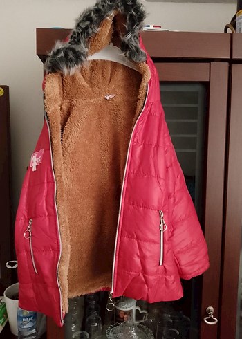 Kız Çocuk Parlak Kırmızı Fermuarlı Mont - Görsel 3