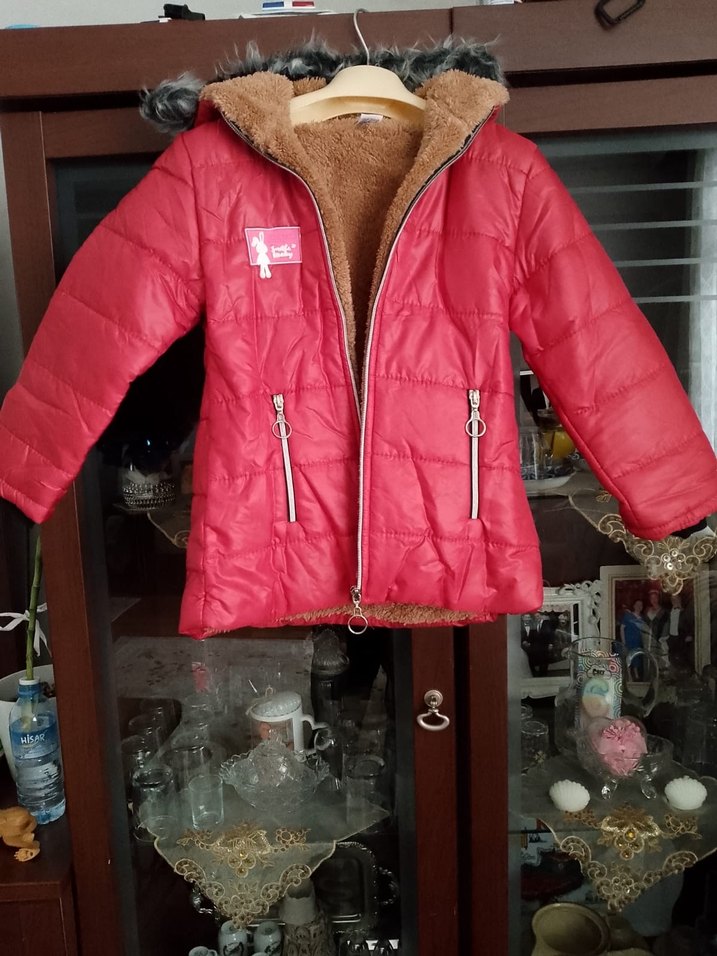 Kız Çocuk Parlak Kırmızı Fermuarlı Mont - Görsel 2