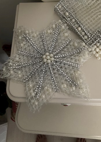 Boncuk İşlemeli Gri Beyaz Gelin Aksesuarı - Görsel 3