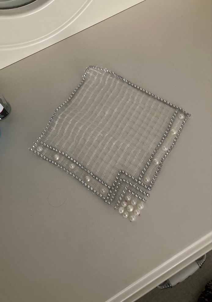 Boncuk İşlemeli Gri Beyaz Gelin Aksesuarı - Görsel 4