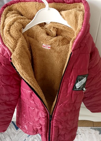 Kız Çocuk Koyu Pembe Kapüşonlu Fermuarlı Mont - Görsel 2