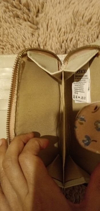 Mavi çiçekli pembe kadın cüzdan - Görsel 5