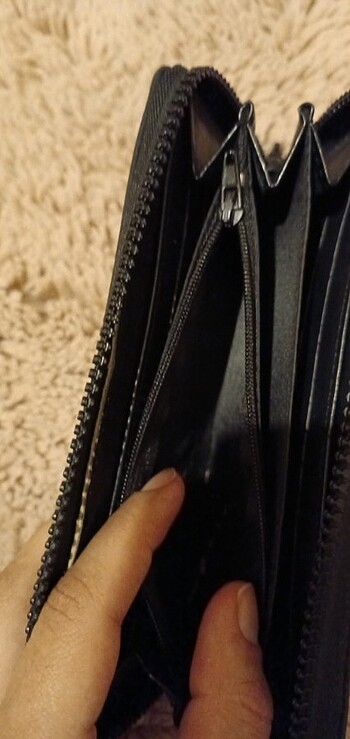 Süet boncuklu kadın siyah cüzdan - Görsel 3