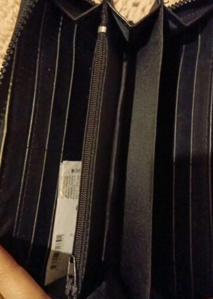 Süet boncuklu kadın siyah cüzdan - Görsel 2