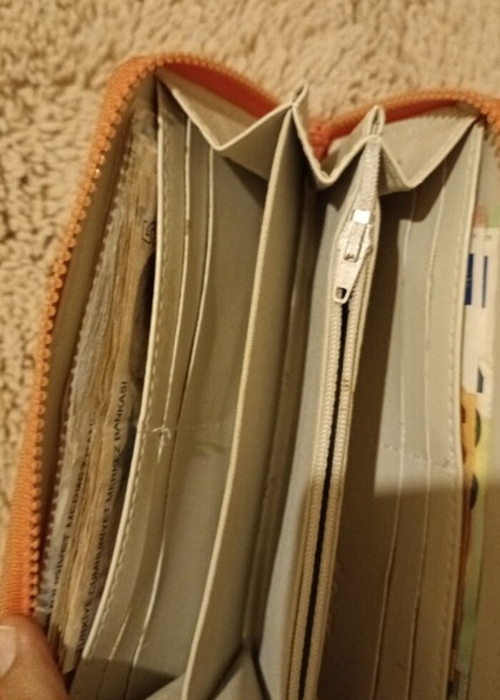 Çiçek işlemeli keten kadın cüzdan - Görsel 3