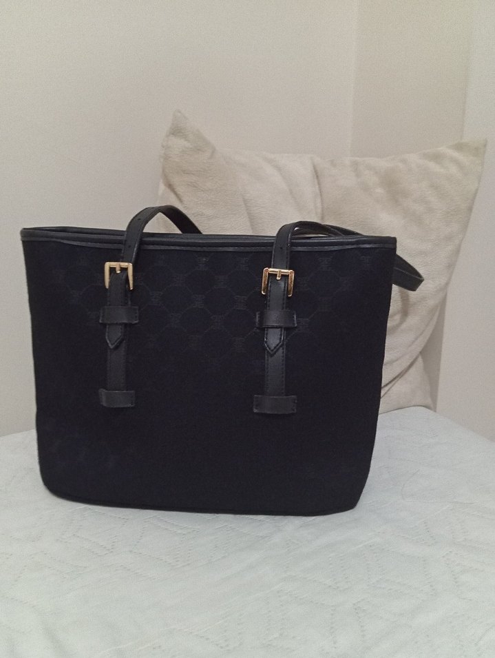 Siyah Tokalı Kadın Süet Çanta - Görsel 2