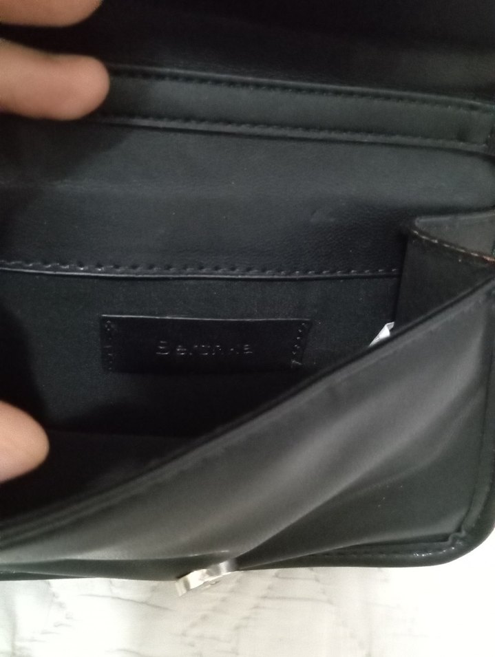 Zincir Detaylı Siyah Deri Kadın Çanta - Görsel 2