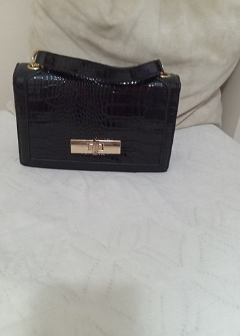 Klasik Siyah Deri Kadın Çanta temız - Görsel 6