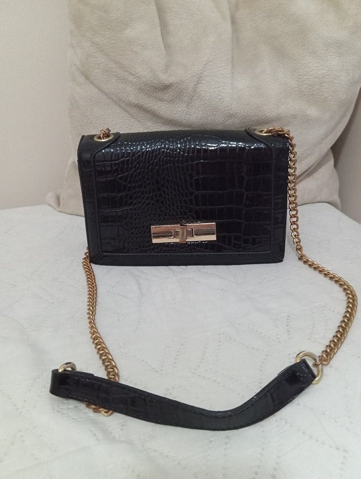 Klasik Siyah Deri Kadın Çanta temız - Görsel 4