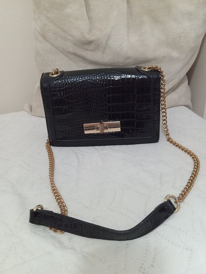 Klasik Siyah Deri Kadın Çanta temız - Görsel 5