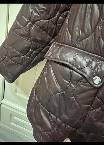 Düğmeli Kahverengi Deri Kadın Ceket - Görsel 2