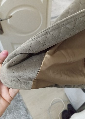 Düğmeli Kadın Gri Süet Ceket - Görsel 5