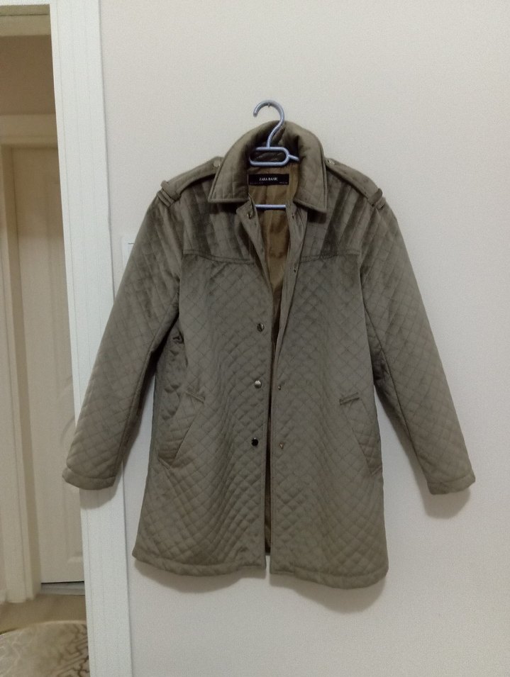 Düğmeli Kadın Gri Süet Ceket - Görsel 2