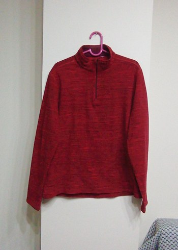 Kırmızı Yarım Fermuarlı erkek Triko Sweatshirt - Görsel 2