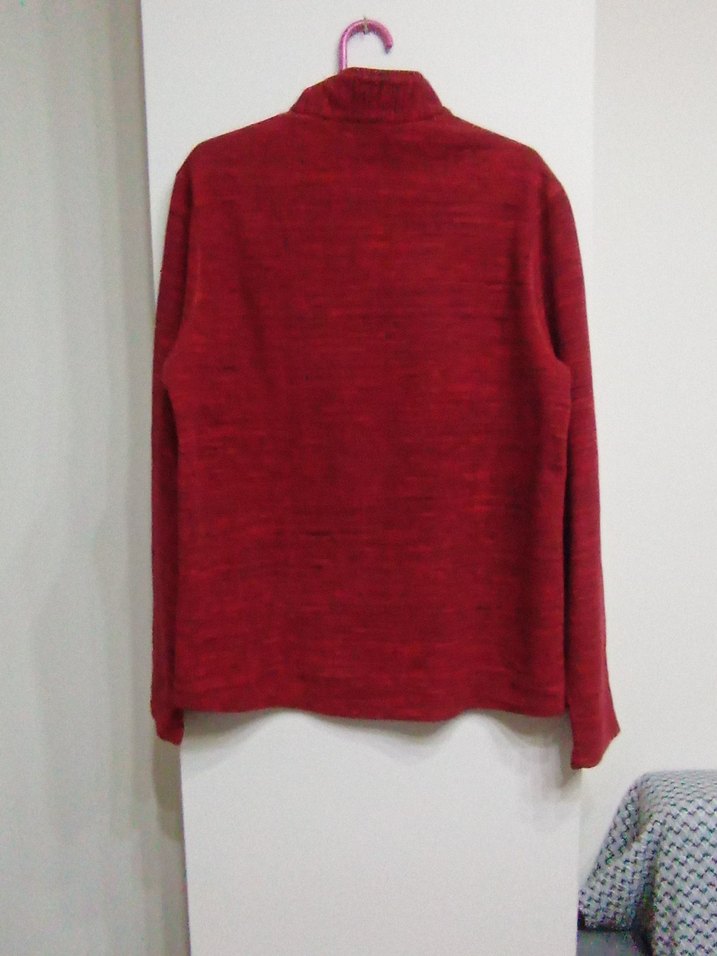 Kırmızı Yarım Fermuarlı erkek Triko Sweatshirt - Görsel 4