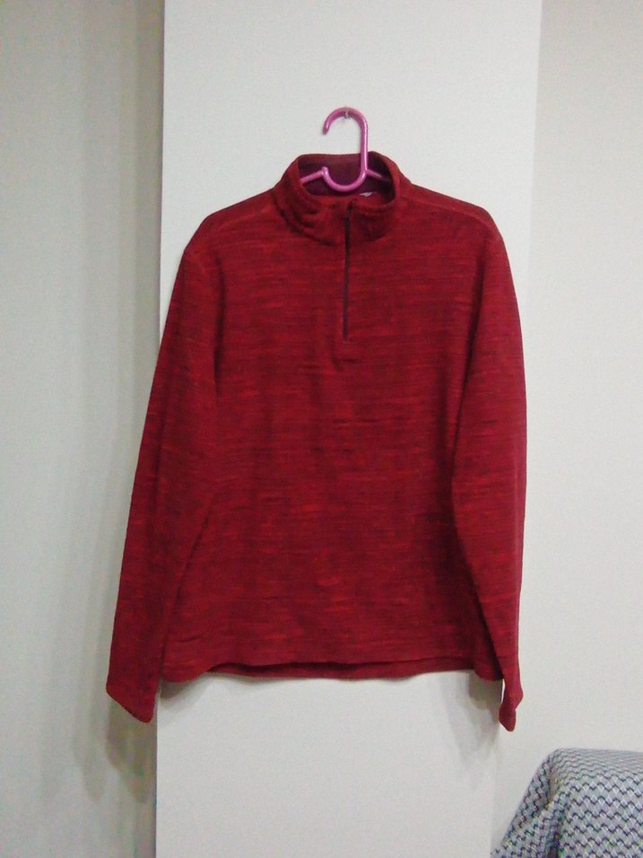 Kırmızı Yarım Fermuarlı erkek Triko Sweatshirt - Görsel 2