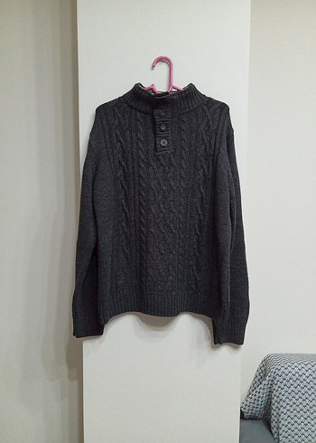 Gri Örgü Yüksek Yakalı Erkek Kazak - Görsel 2