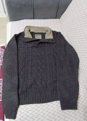 Gri Örgü Yüksek Yakalı Erkek Kazak - Görsel 5