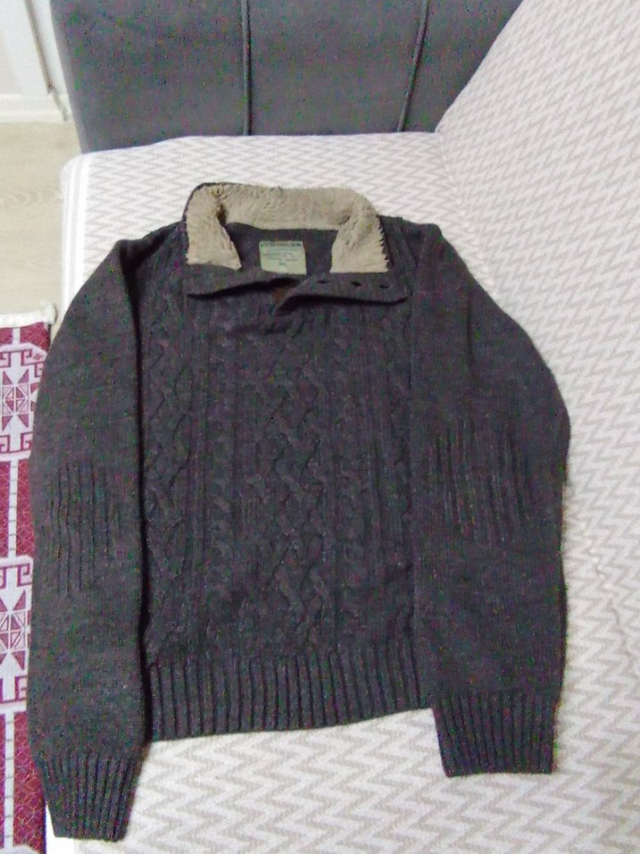 Gri Örgü Yüksek Yakalı Erkek Kazak - Görsel 5