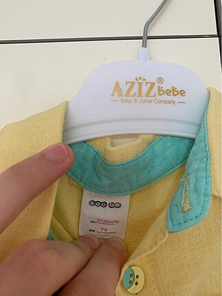 9-12 Ay Beden sarı Renk Soobe bebek gömleği