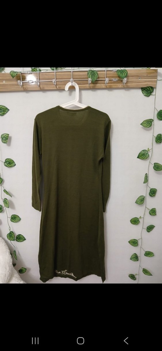 Uzun Kollu, Örgü, Baskılı Kadın Triko Elbise - Görsel 4