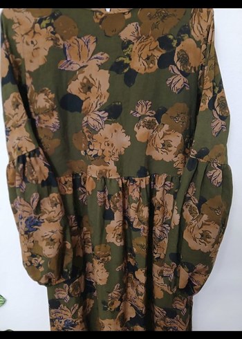 Bohem Uzun Kollu Kahverengi Uzun Elbise - Görsel 6