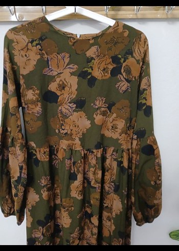 Bohem Uzun Kollu Kahverengi Uzun Elbise - Görsel 3