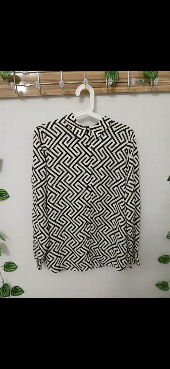 defacto Desenli Uzun Kollu Midi Kadın Gömlek - Görsel 2