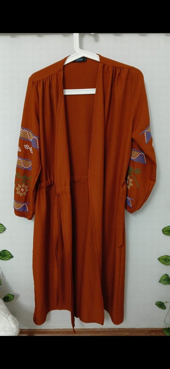 Nakışlı Kemerli Uzun Kırmızı Bohem Elbise - Görsel 5