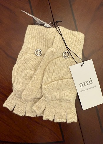 Ami Bej Örgü Parmaksız Eldiven - Görsel 2