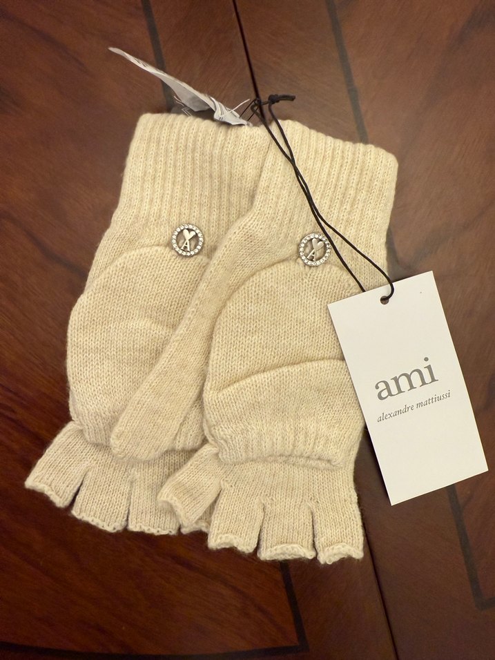 Ami Bej Örgü Parmaksız Eldiven - Görsel 2