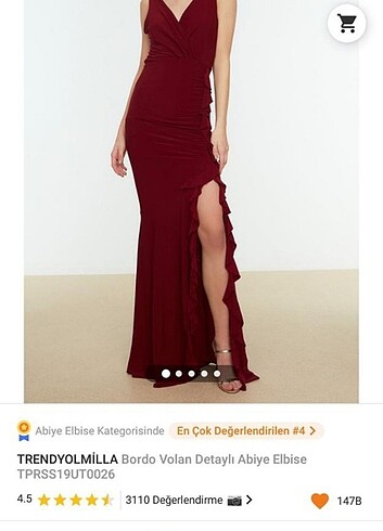 Bordo volanlı abiye
