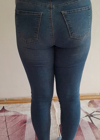 28 Beden mavi Renk Kadın Mavi Kemerli Dar Kesim Kot Pantolon