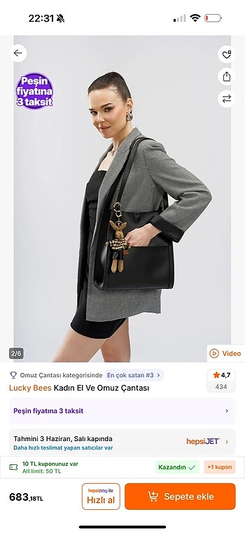 Zara lucky bees basic siyah deri kol çantası