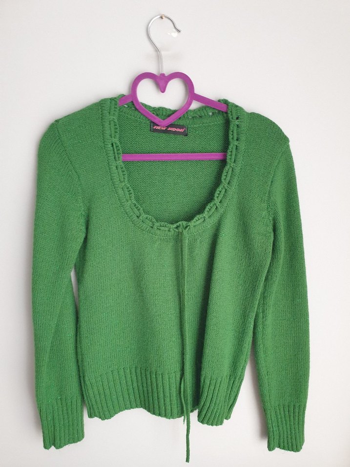 Yeşil simli Örgü Kadın Kazak - Görsel 2