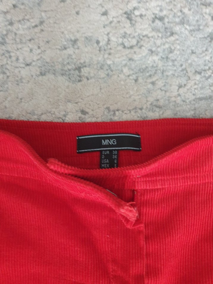 Mango kırmızı Kadife etek - Görsel 2