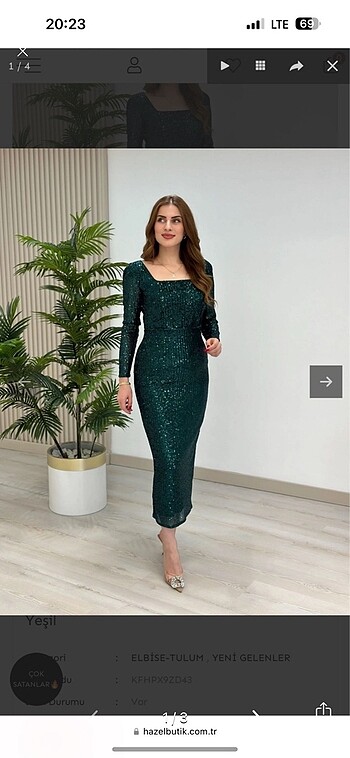 Yeşil payet abiye