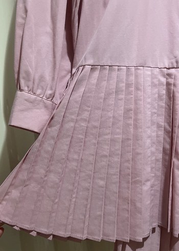 Pembe Uzun Kollu Piliseli tunik - Görsel 4