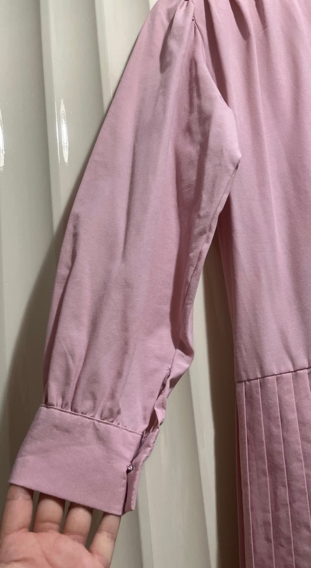 Pembe Uzun Kollu Piliseli tunik - Görsel 3