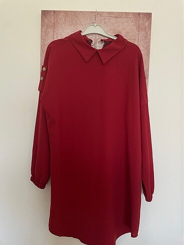 Bordo yakalı tunik