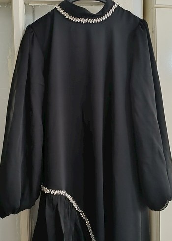 Uzun Siyah Gotik Kadın Elbise - Görsel 3