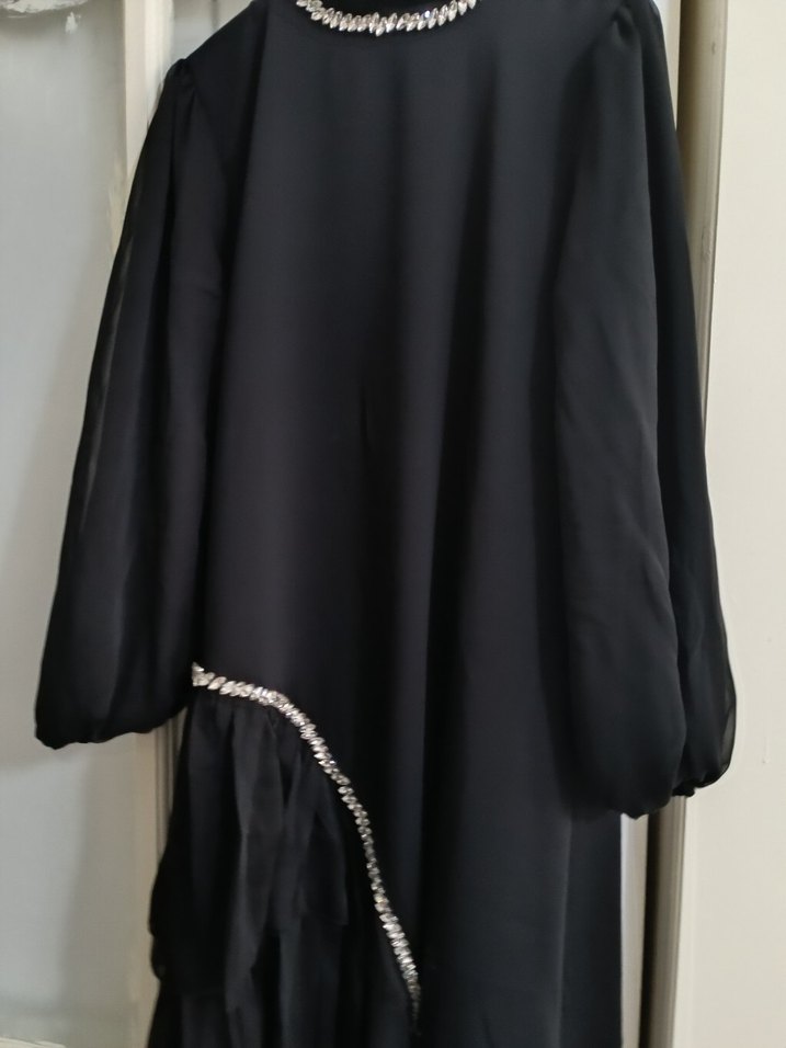 Uzun Siyah Gotik Kadın Elbise - Görsel 2