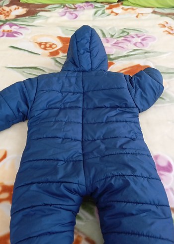 Mavi Erkek Bebek Kürklü Tulum Leon Nakışlı 12,18beden - Görsel 2