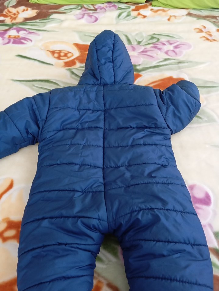 Mavi Erkek Bebek Kürklü Tulum Leon Nakışlı 12,18beden - Görsel 2